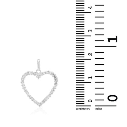 14K Yellow Gold White Gold 0.75Ct CZ Open Heart Pendant 0.8"