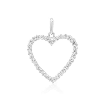 14K Yellow Gold White Gold 0.75Ct CZ Open Heart Pendant 0.8"