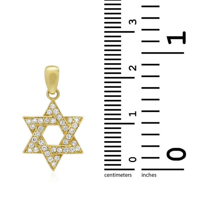 14k Yellow Gold 0.75Ct CZ Star Of David Religious Pendant