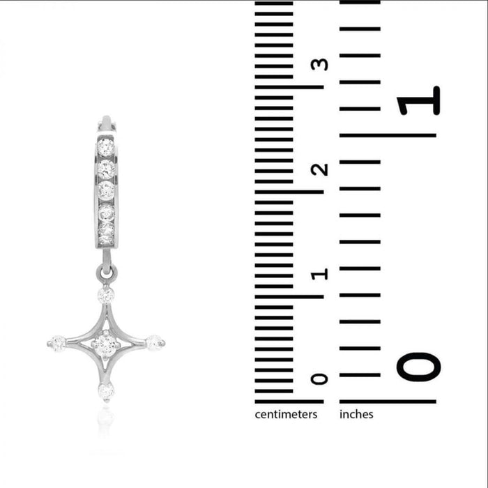 0.80Ct CZ 25mm Huggie Hoop Earrings 14K Real White Gold