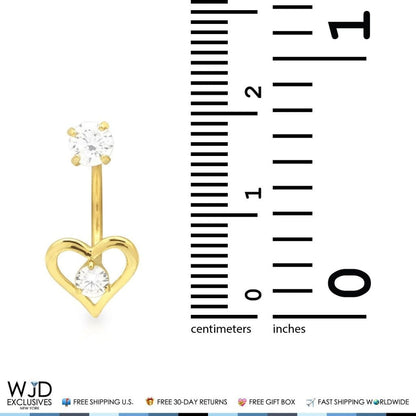 0.80Ct CZ Heart Shape Dangle  Earrings 14K Yellow Gold