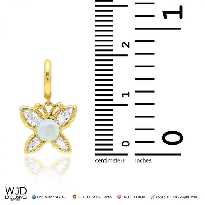 0.8Ct CZ Opal Butterfly Earrings 14K Yellow Gold
