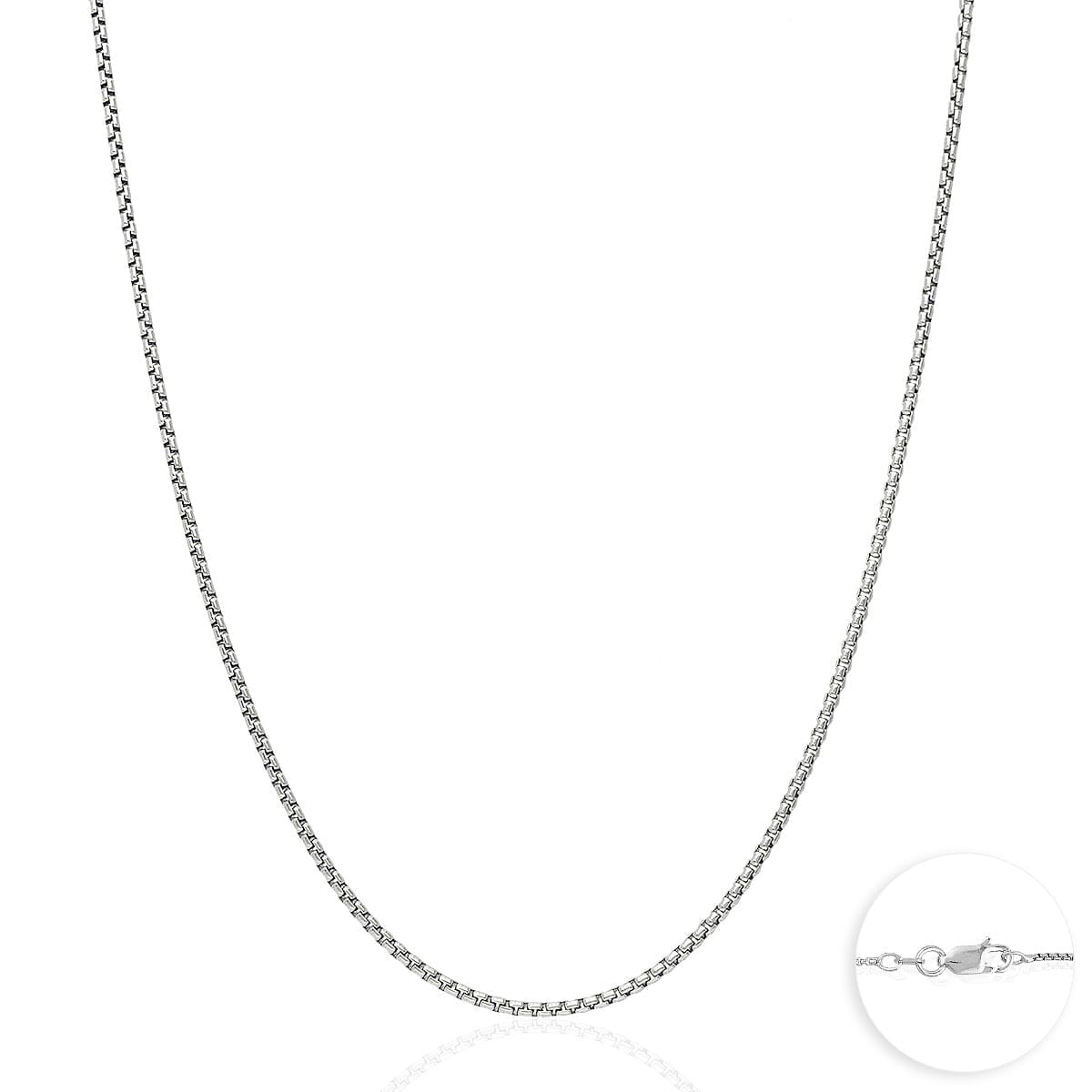 925 Sterling Silver Rhodium Italian Solid Round Box  Chain 0.85-3.7mm 16-30"