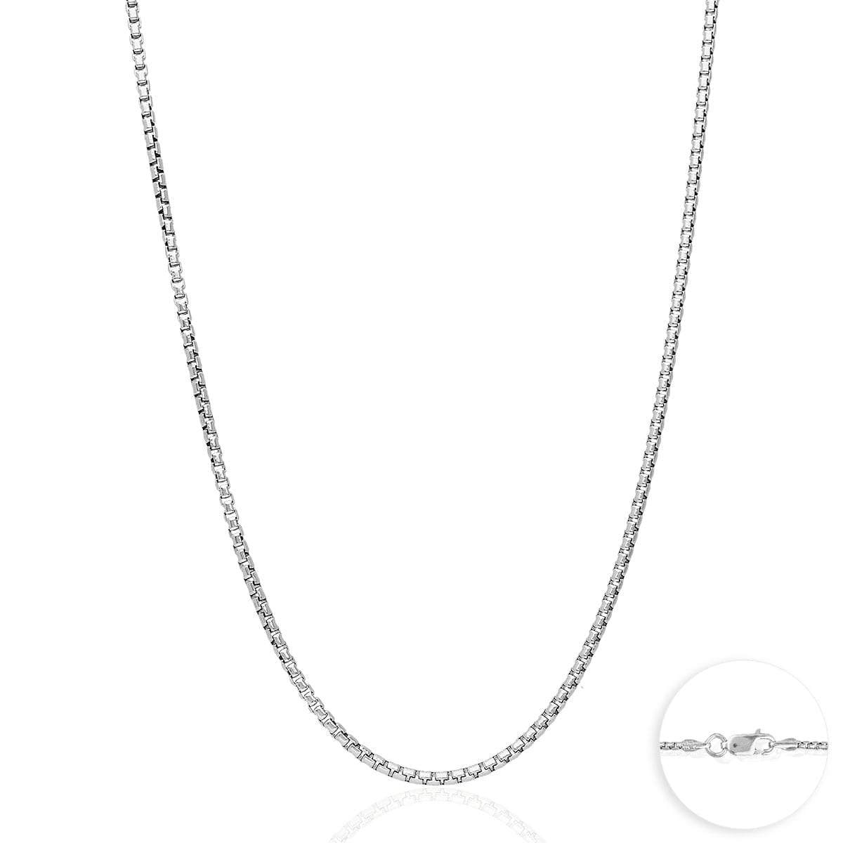 925 Sterling Silver Rhodium Italian Solid Round Box  Chain 0.85-3.7mm 16-30"