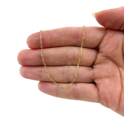 14K Gold 1.5mm Paperclip Chain 16"-24"