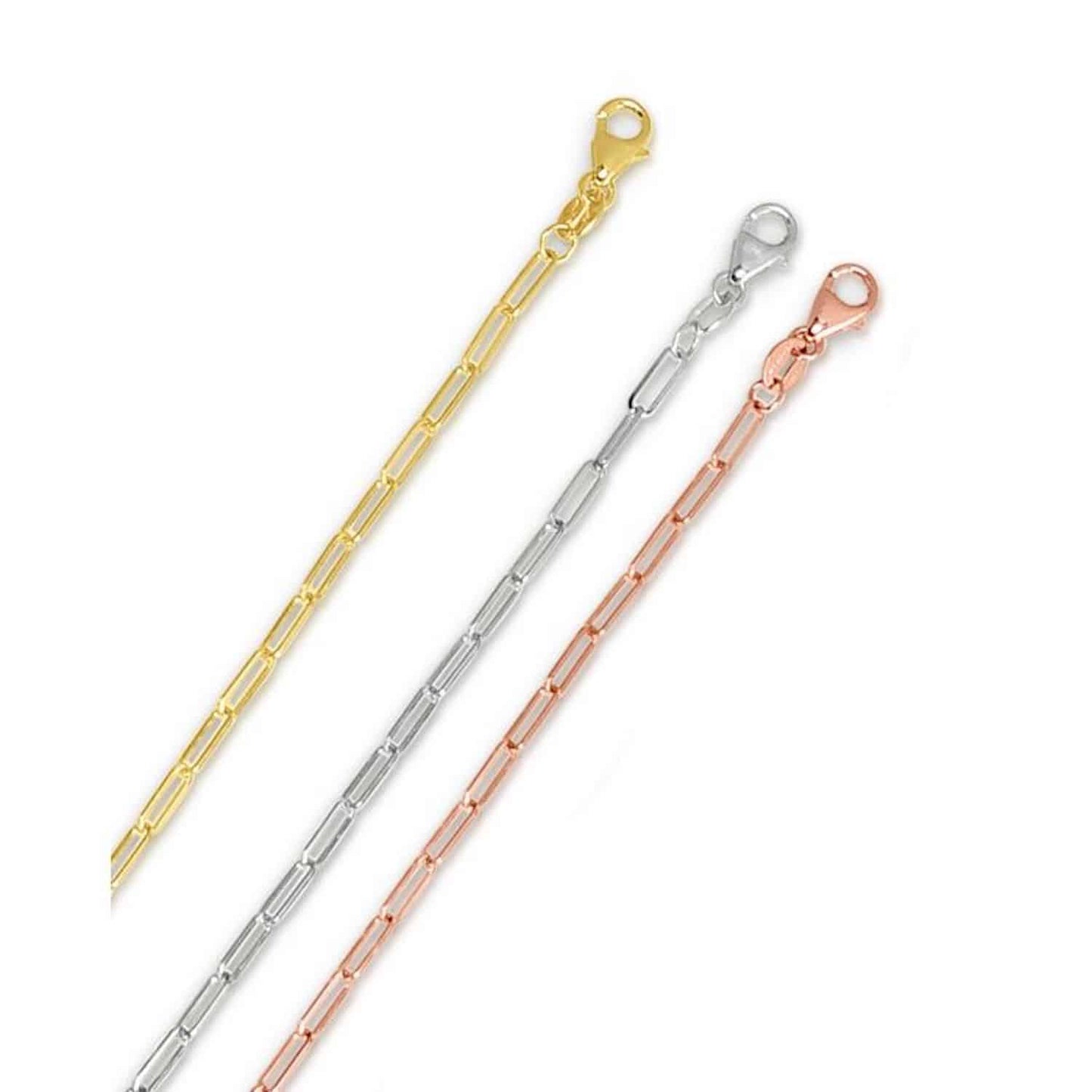14K Gold 2.1mm Paperclip Chain 16"-24"