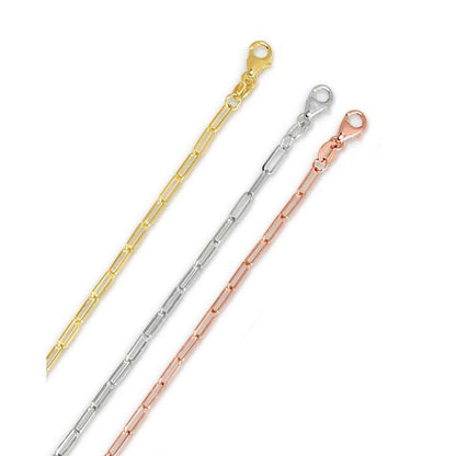 14K Gold 2.1mm Paperclip Chain 16"-24"