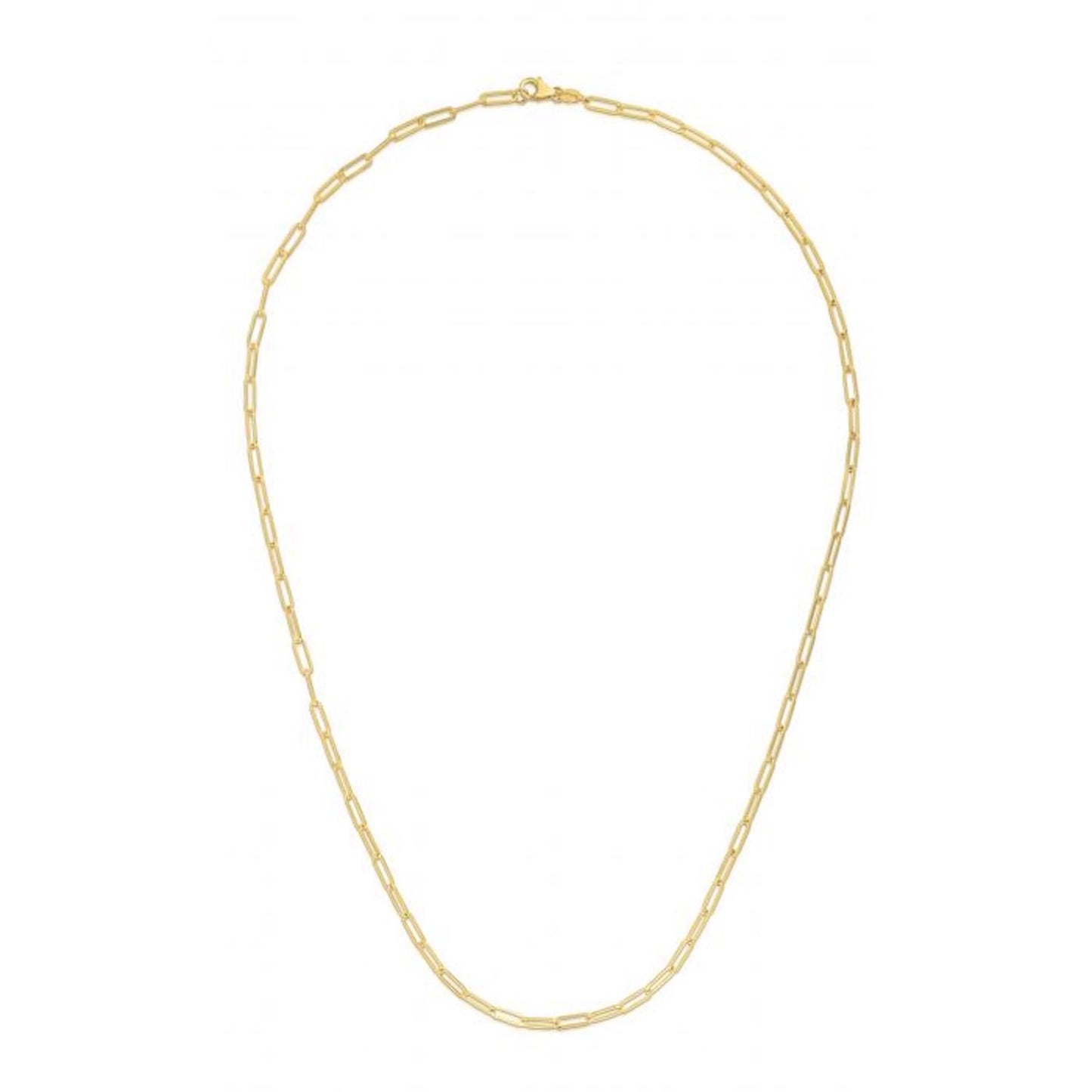 14K Gold 2.1mm Paperclip Chain 16"-24"