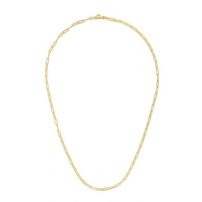 14K Gold 2.1mm Paperclip Chain 16"-24"