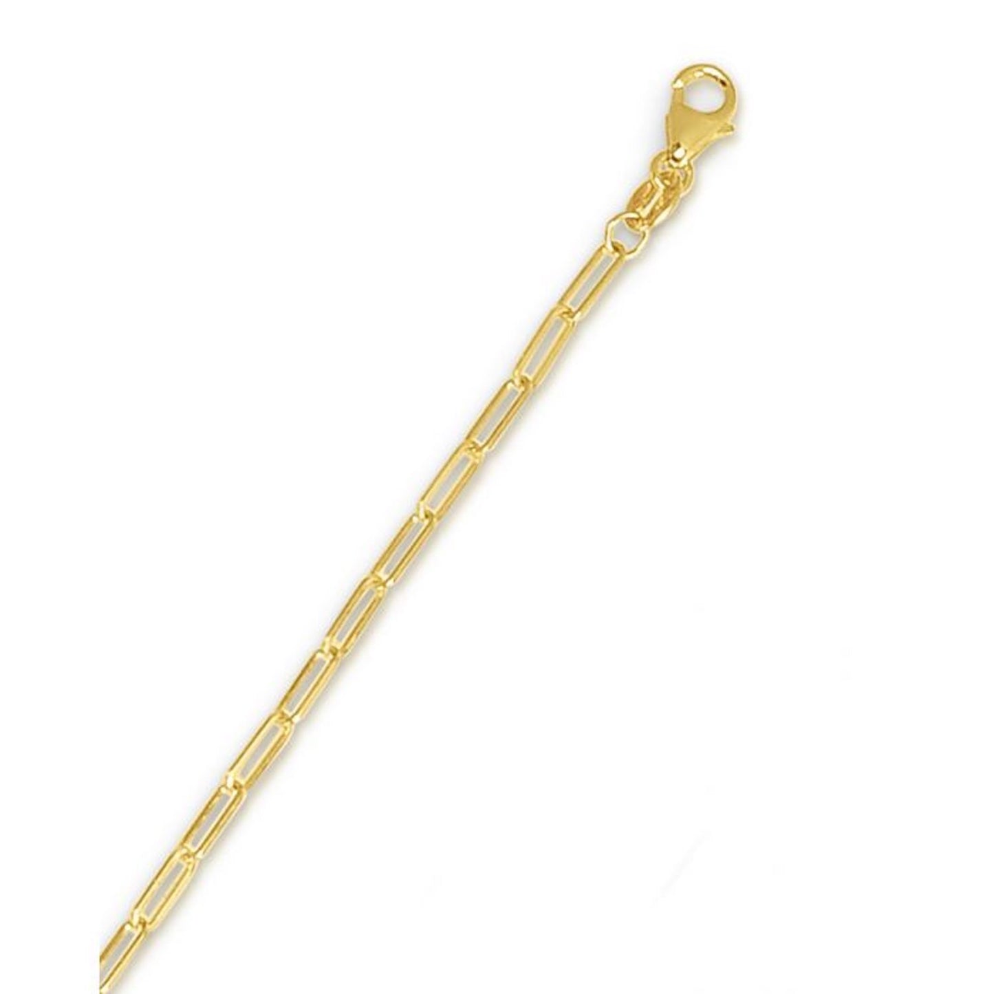 14K Gold 2.1mm Paperclip Chain 16"-24"