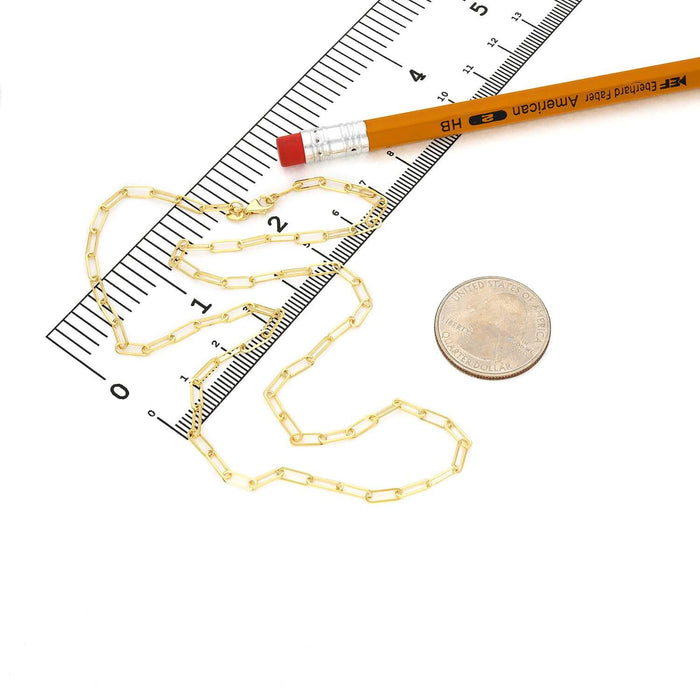 14K Yellow Gold 2.5mm Paperclip Chain (Hollow) 18", 20", 24"