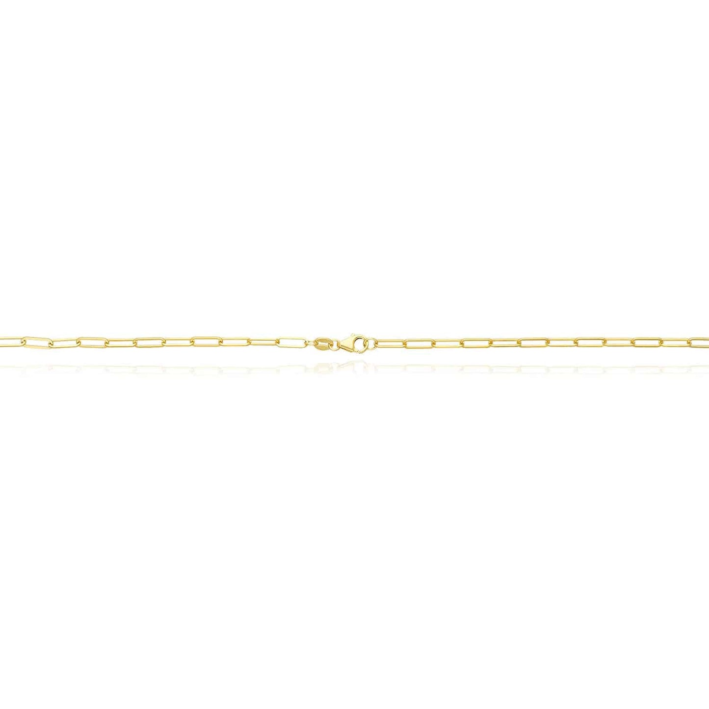 14K Yellow Gold 2.5mm Paperclip Chain Necklace 18" 20" 24"