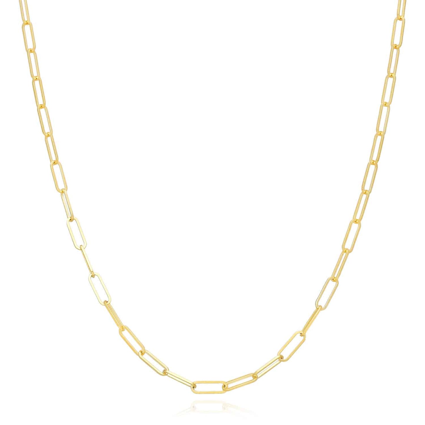 14K Yellow Gold 2.5mm Paperclip Chain Necklace 18" 20" 24"