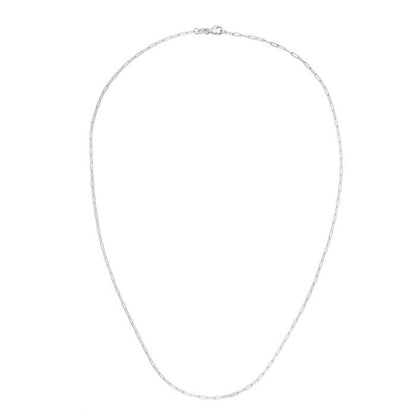 14K White Gold 1.5mm Hollow Paperclip Chain Necklace 16"-24"