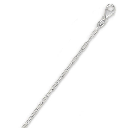 14K White Gold 1.5mm Hollow Paperclip Chain Necklace 16"-24"
