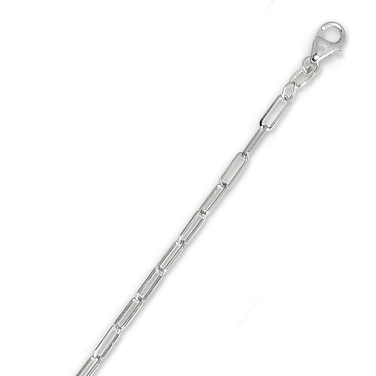 14K White Gold 2.1mm Hollow Paperclip Chain Necklace 16"-24"