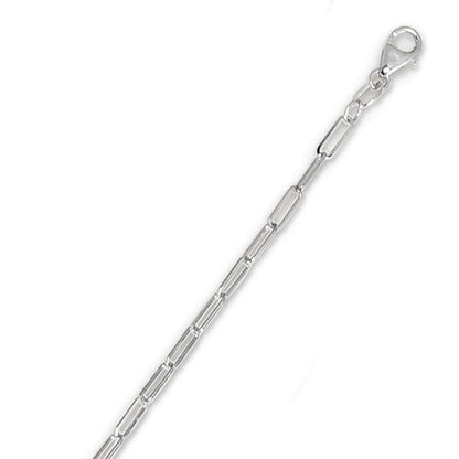 14K White Gold 2.1mm Hollow Paperclip Chain Necklace 16"-24"