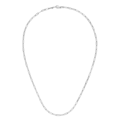 14K White Gold 2.5mm Hollow Paperclip Chain Necklace 18"-24"