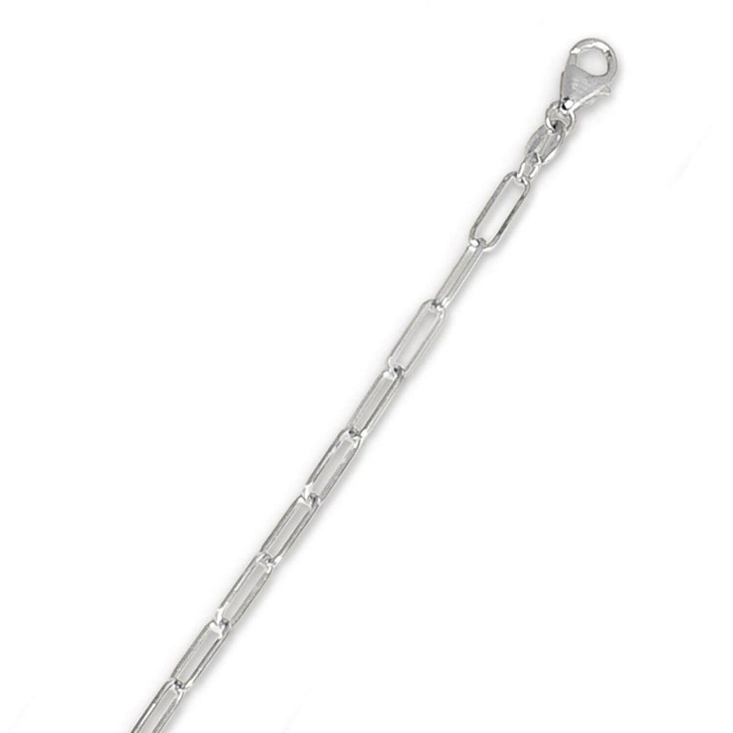 14K White Gold 2.5mm Hollow Paperclip Chain Necklace 18"-24"