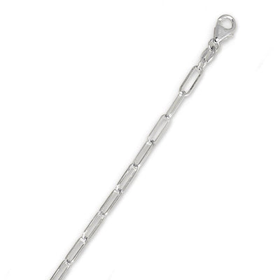 14K White Gold 2.5mm Paperclip Chain (Hollow) 18"-24"