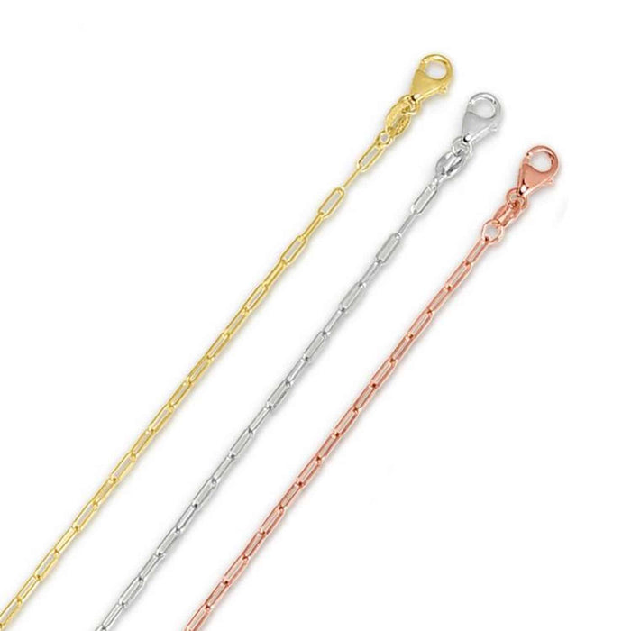 14K Rose Gold 1.5mm Paperclip Chain (Hollow) 16"-24"