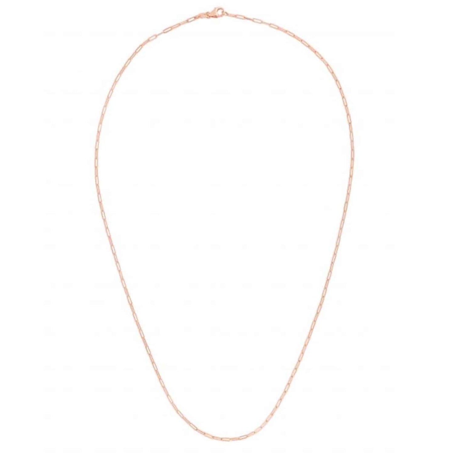 14K Rose Gold 1.5mm Hollow Paperclip Chain Necklace 16"-24"