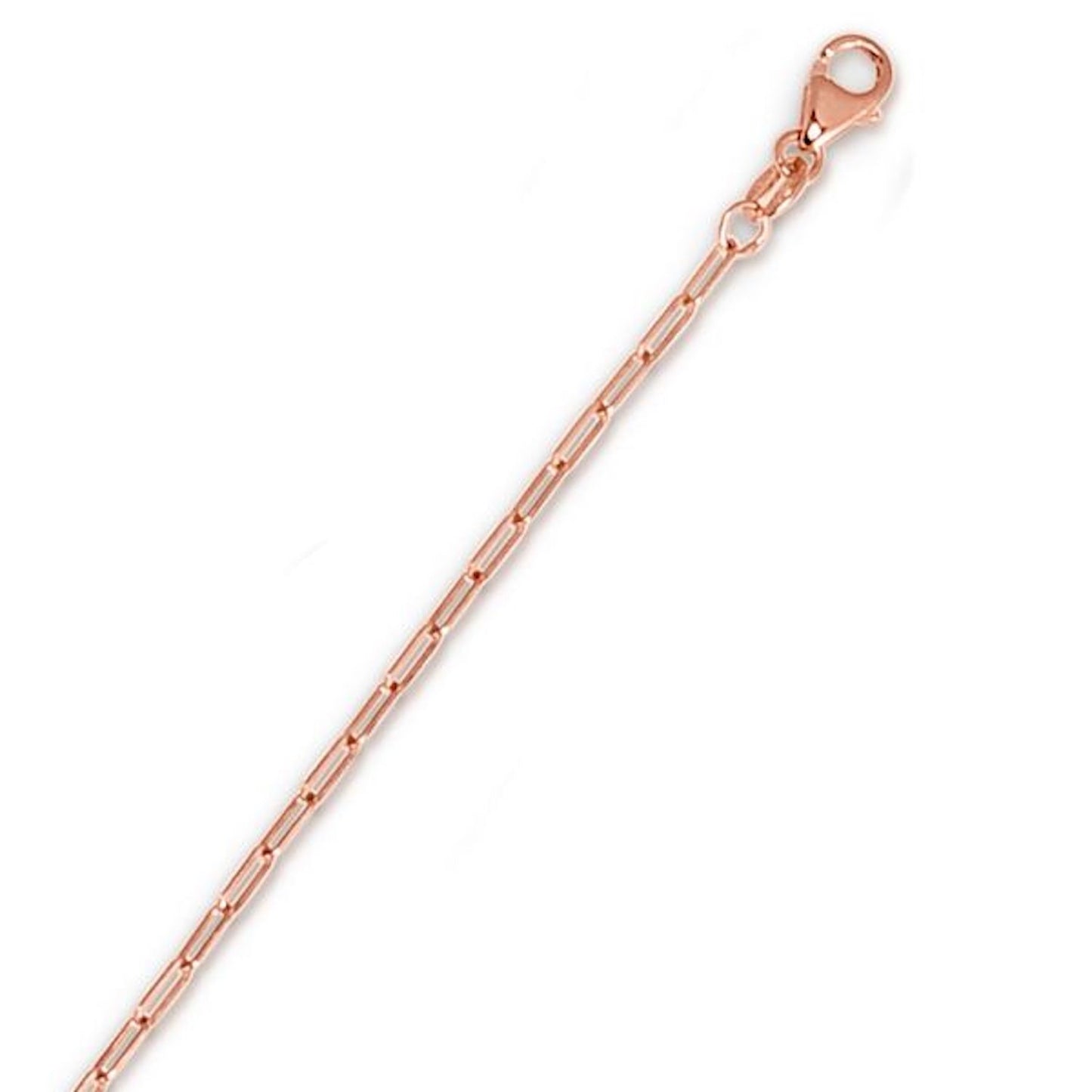 14K Rose Gold 1.5mm Hollow Paperclip Chain Necklace 16"-24"