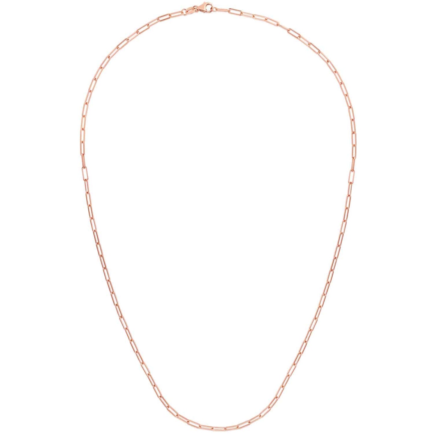 14K Rose Gold 2.1mm Paperclip Chain Necklace 16"-24"