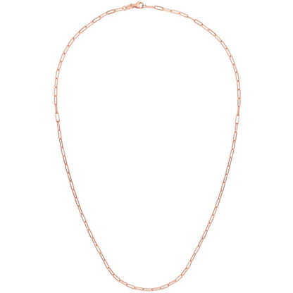 14K Rose Gold 2.1mm Paperclip Chain Necklace 16"-24"