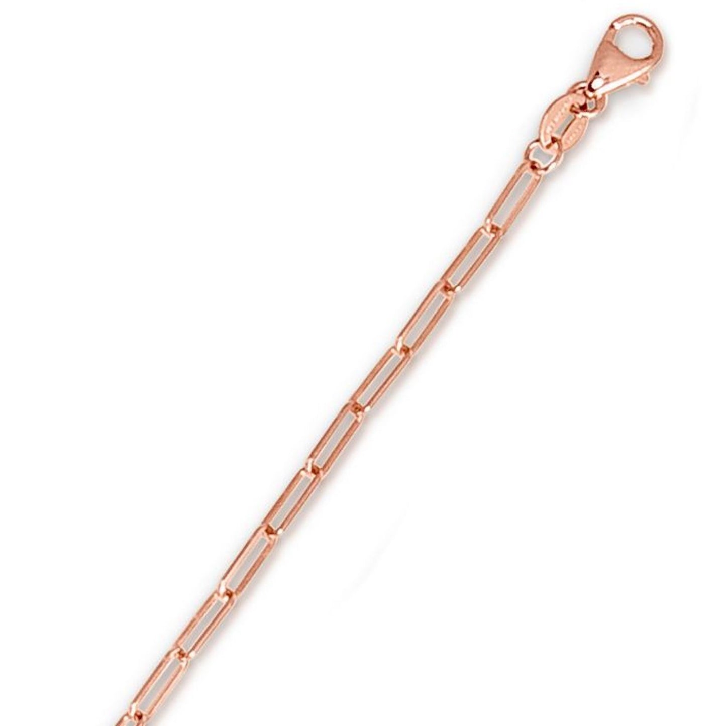 14K Rose Gold 2.1mm Paperclip Chain Necklace 16"-24"