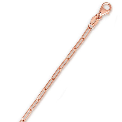 14K Rose Gold 2.1mm Paperclip Chain (Hollow) 16"-24"