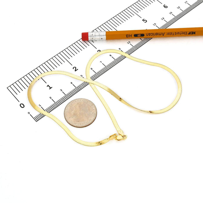 14K Yellow Gold 3mm Imperial Herringbone Chain (Solid Links) 16"-24"