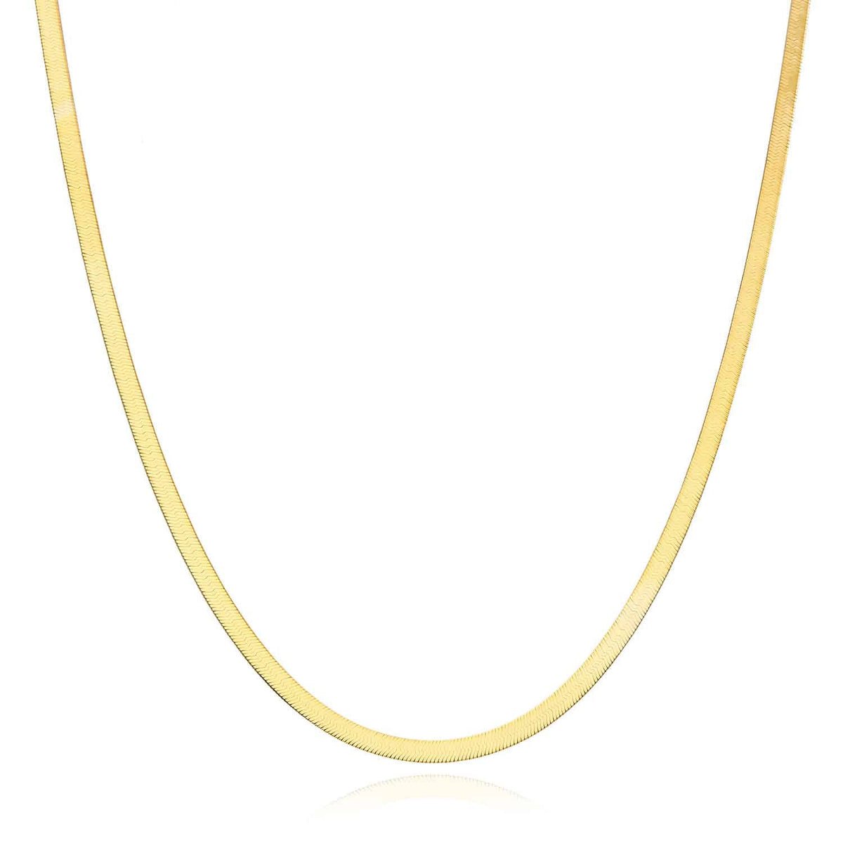 14K Yellow Gold 3mm Imperial Herringbone Chain (Solid Links) 16"-24"