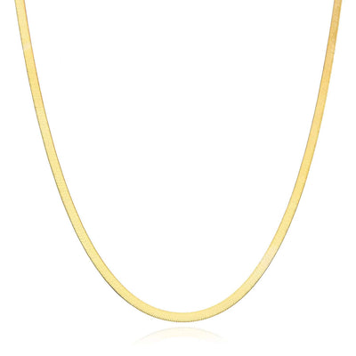 14K Yellow Gold 3mm Imperial Herringbone Chain (Solid Links) 16"-24"