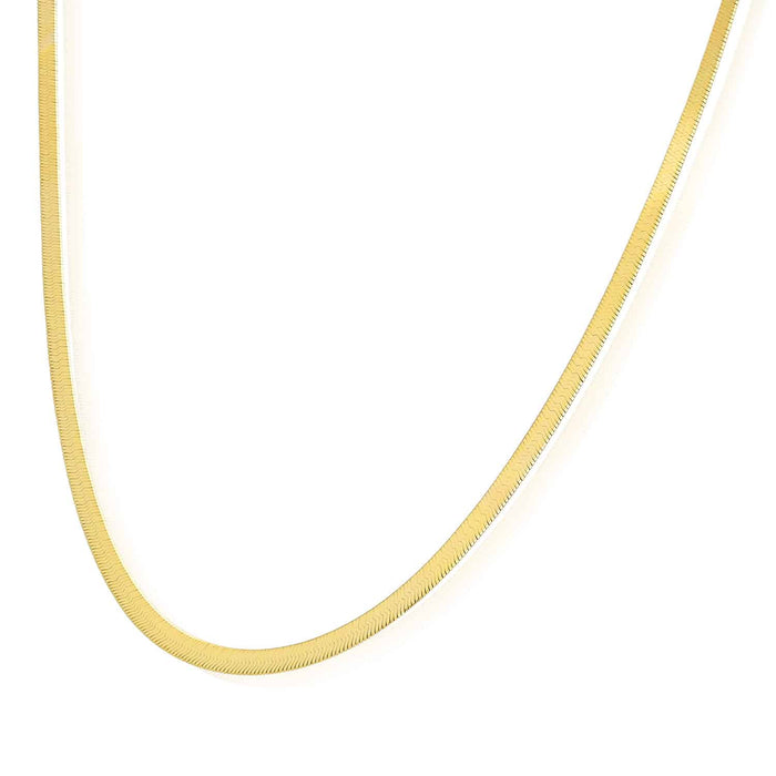 14K Yellow Gold 3mm Imperial Herringbone Chain (Solid Links) 16"-24"