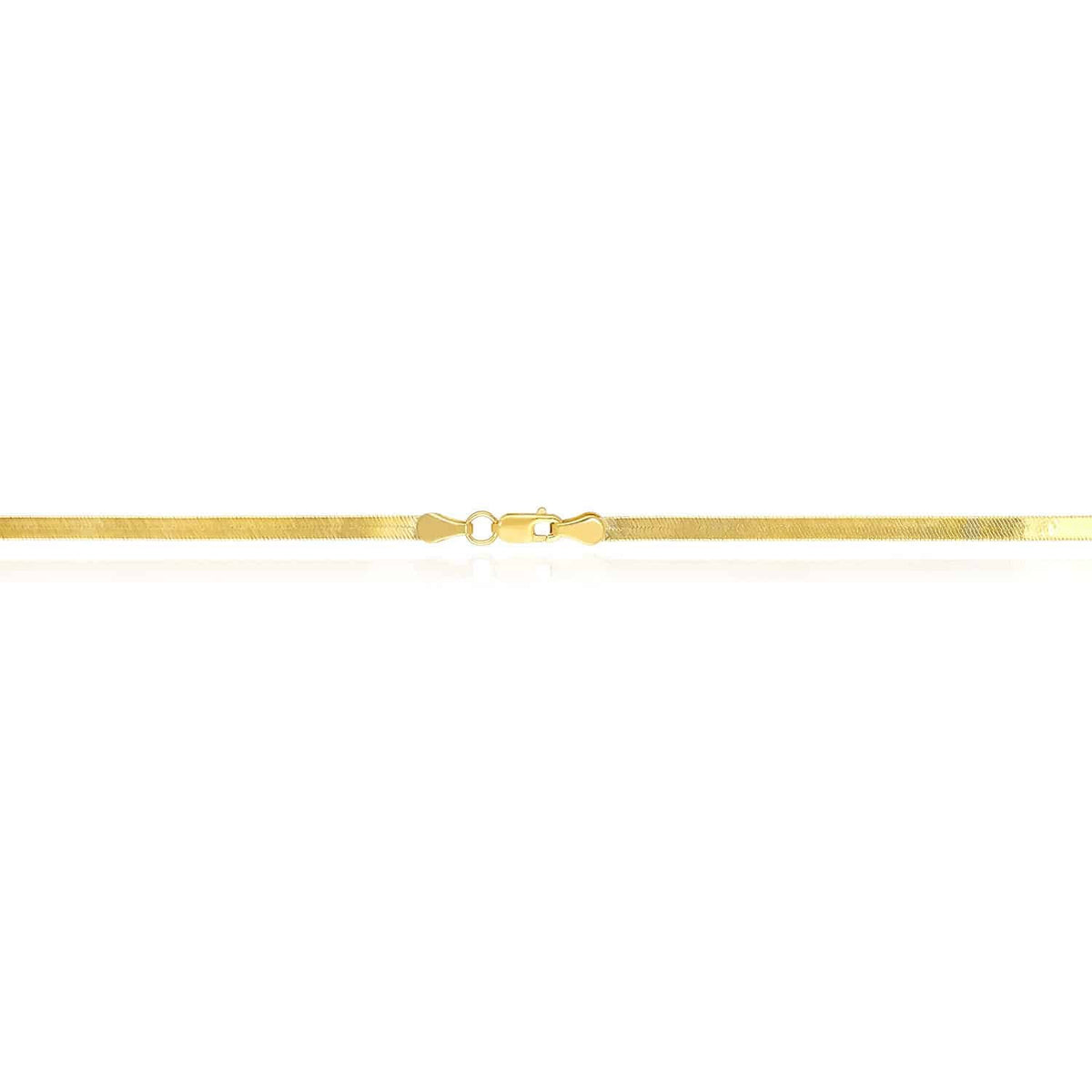 14K Yellow Gold 3mm Imperial Herringbone Chain (Solid Links) 16"-24"