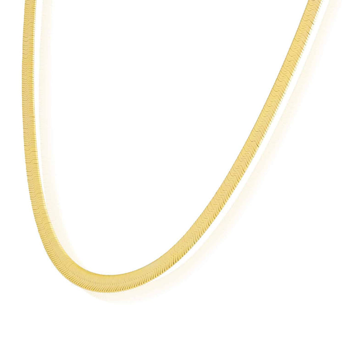 14K Yellow Gold 4mm Imperial Herringbone Chain (Solid Links) 16"-24"