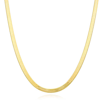 14K Yellow Gold 4mm Imperial Herringbone Chain (Solid Links) 16"-24"