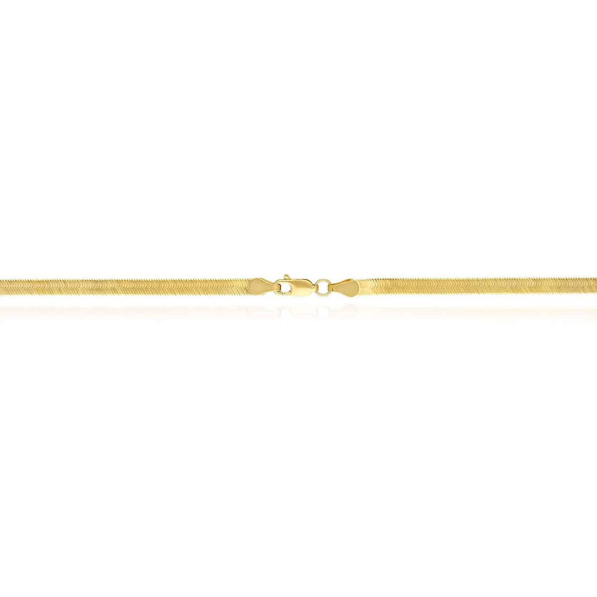 14K Yellow Gold 4mm Imperial Herringbone Chain (Solid Links) 16"-24"