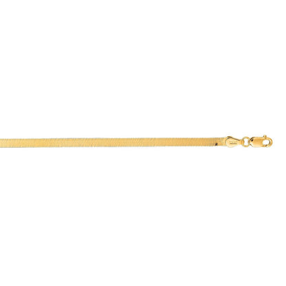 Solid 14K Yellow Gold 3mm Imperial Herringbone Bracelet 7"-8"