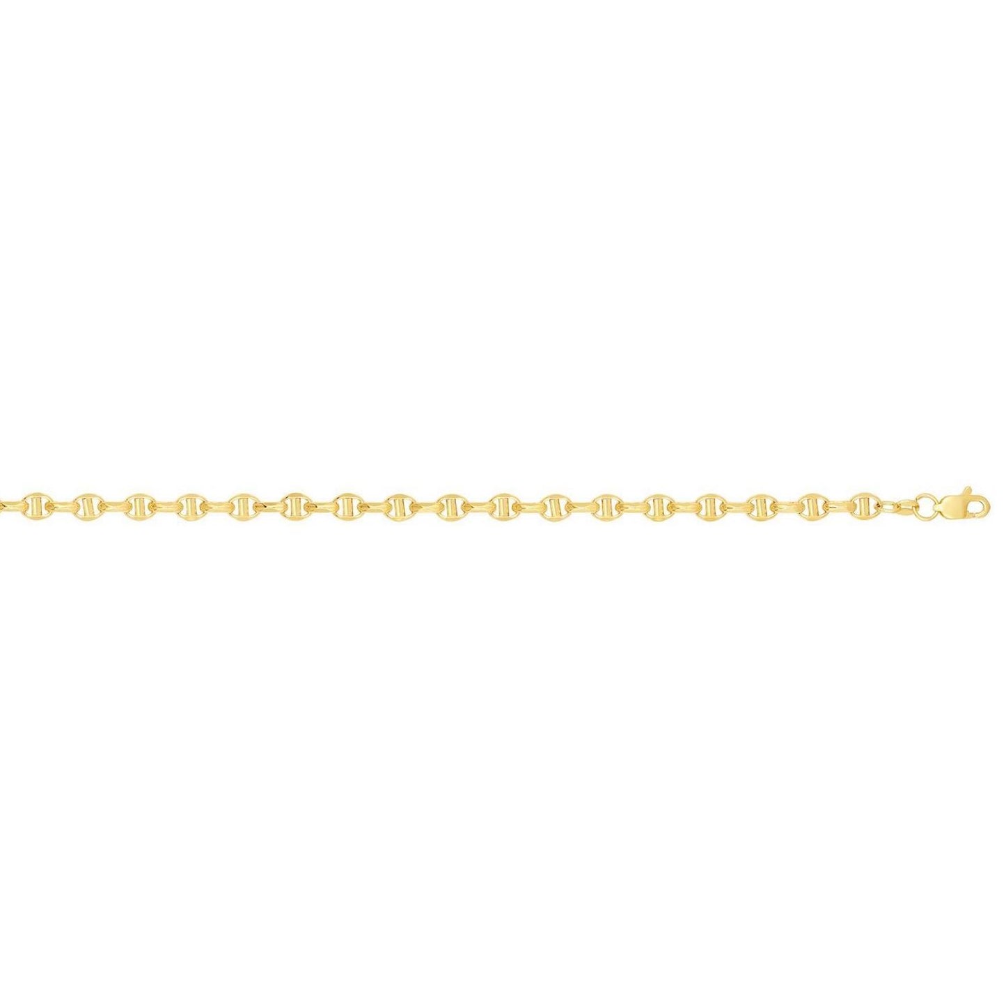 14K Yellow Gold 4.5mm Hollow Puffed Anchor Mariner Chain Necklace 20"-24"