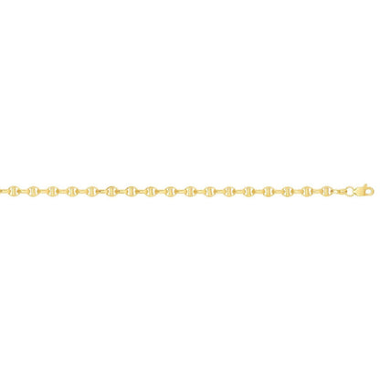 14K Yellow Gold 4.5mm Hollow Puffed Anchor Mariner Chain Necklace 20"-24"