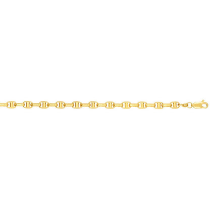 14K Yellow Gold 5mm Hollow Puffed Anchor Mariner Chain Necklace 20"-24"