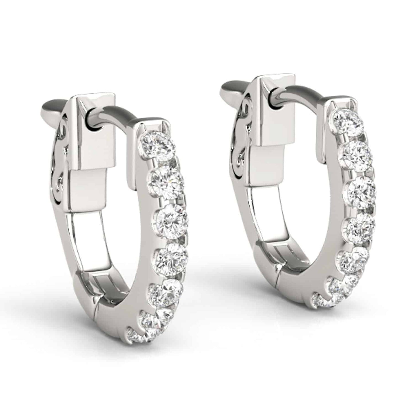 0.15CTW Real Diamond 14K Real Gold Huggie Hoop Single Earring 14mm (Half a Pair)