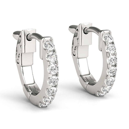 0.15CTW Real Diamond 14K Real Gold Huggie Hoop Single Earring 14mm (Half a Pair)