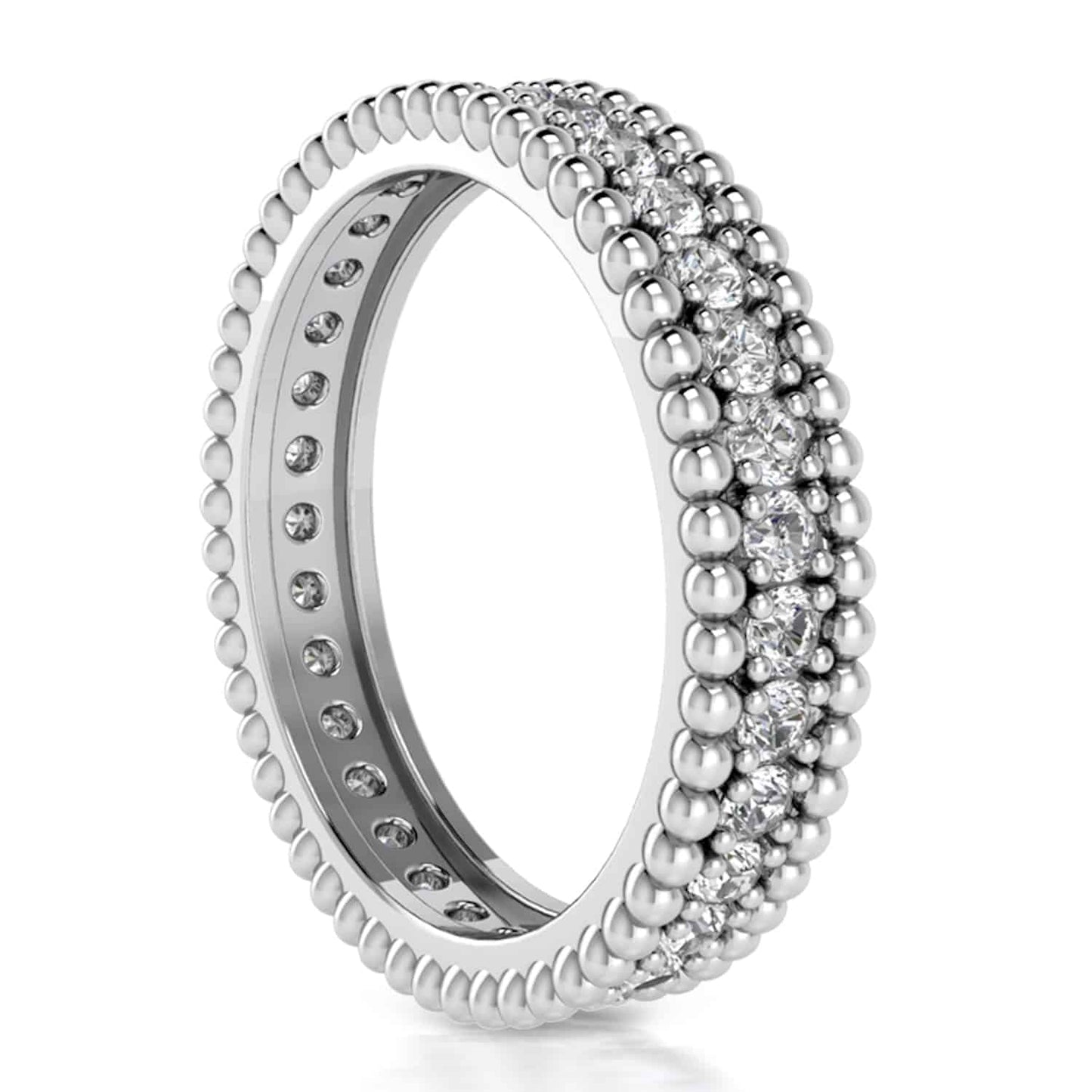 0.65CTW Lab-Grown Diamond 18K Gold White 4.2mm Ball Bead Eternity Band Ring