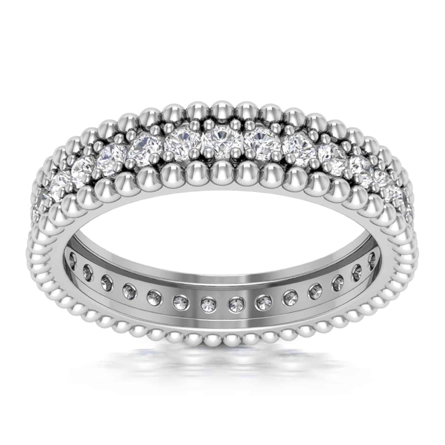 0.65CTW Lab-Grown Diamond 18K Gold White 4.2mm Ball Bead Eternity Band Ring