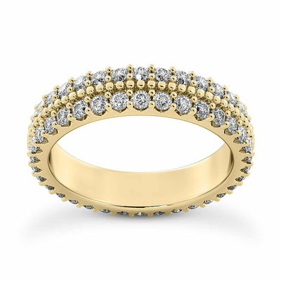 0.84CTW Natural Diamond 18K Gold Double Row Prong Eternity 4mm Wedding Band