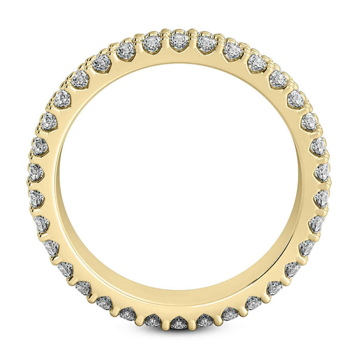 0.84CTW Natural Diamond 18K Gold Double Row Prong Eternity 4mm Wedding Band