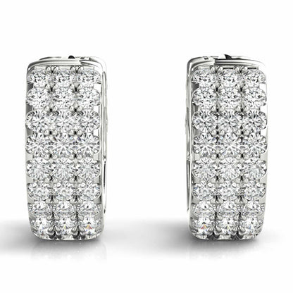0.50CTW Natural Diamond 14K Yellow White Gold Huggie Hoop Earrings 13mm
